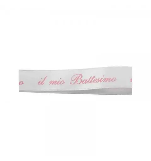 Nastro battesimo rosa in raso 15 mm x 25 metri NI53 03