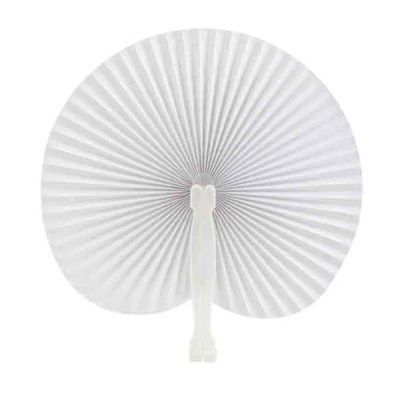 Ventaglio di carta con bastoncino in plastica bianco AP731531-01