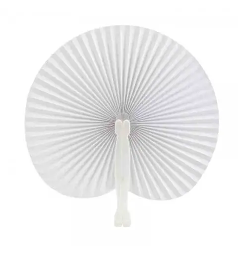 Ventaglio di carta con bastoncino in plastica bianco AP731531-01