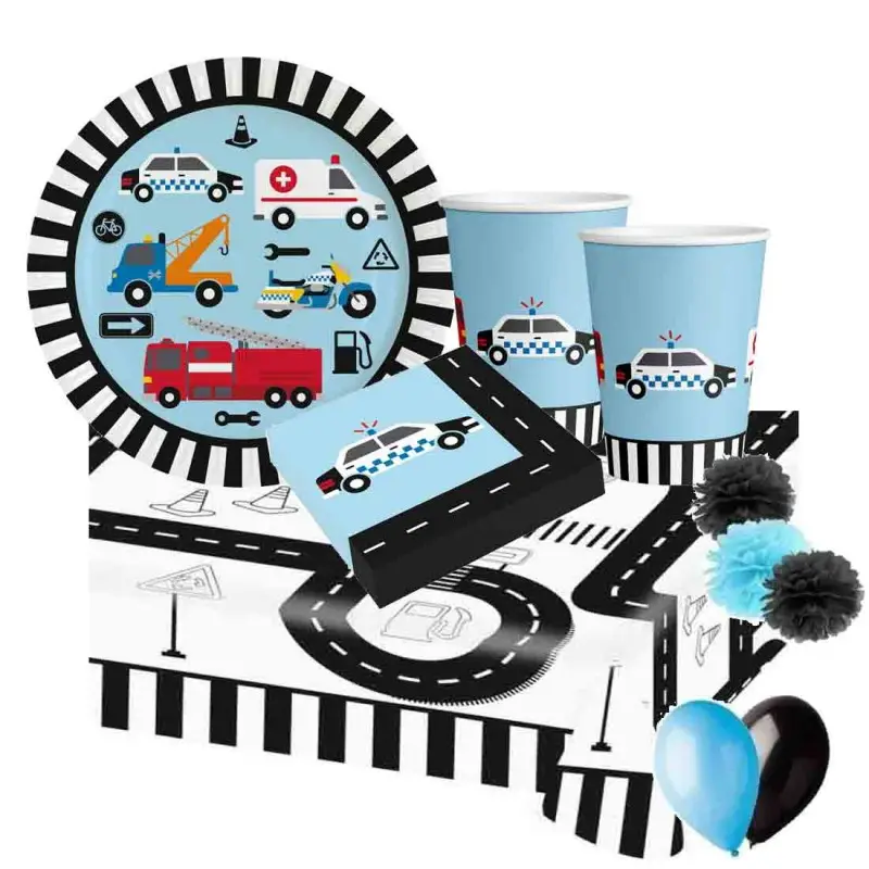 kit 8 persone On the road - veicoli con fluffy e palloncini