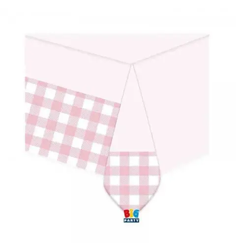 Tovaglia in Plastica 140 x 270 cm Vichy Pink 75695
