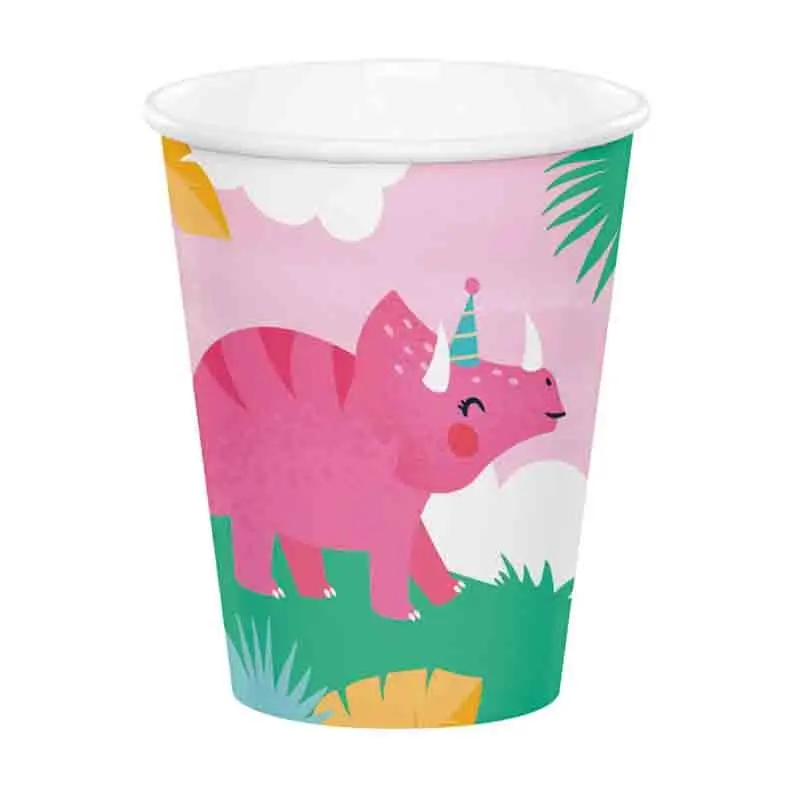8 Bicchieri carta Girl Dino party 368218