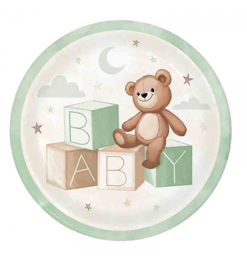 8 Piatti carta 23 cm teddy bear 368275