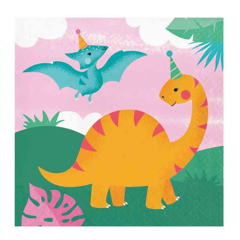 kit 8 persone girl dino party dinosauro con palloncini e fluffy