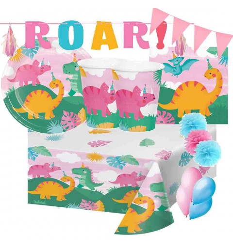 kit 32 persone girl dino party dinosauro completo