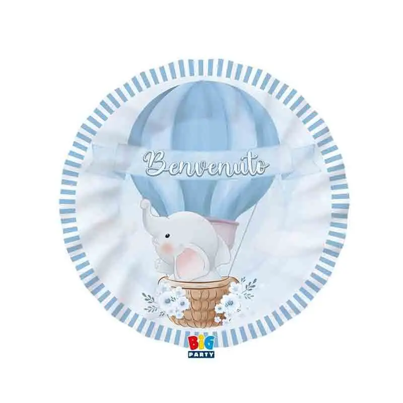 Kit nascita 16 persone benvenuto elefantino celeste