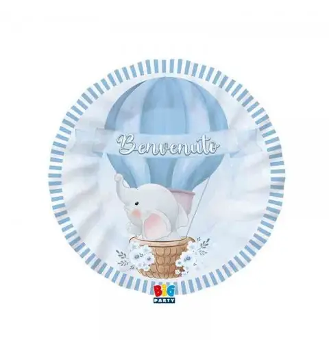 Kit nascita 16 persone benvenuto elefantino celeste