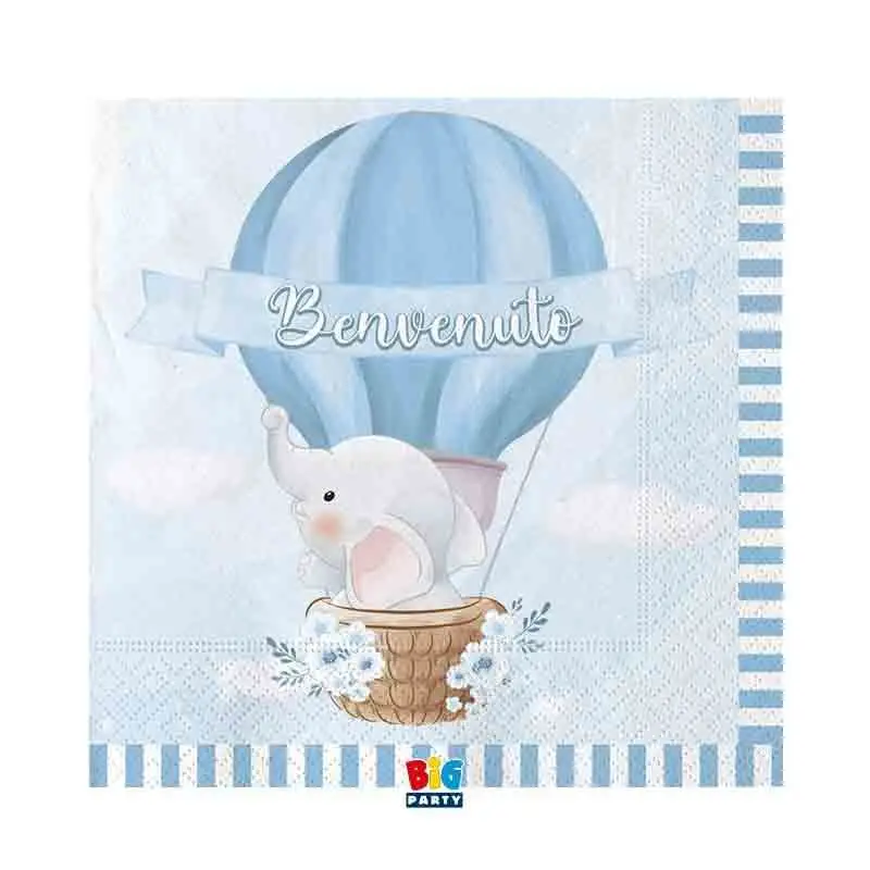 Kit nascita 16 persone benvenuto elefantino celeste