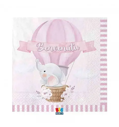 20 Tovaglioli  33 x 33 cm Benvenuta rosa elefantino 75679