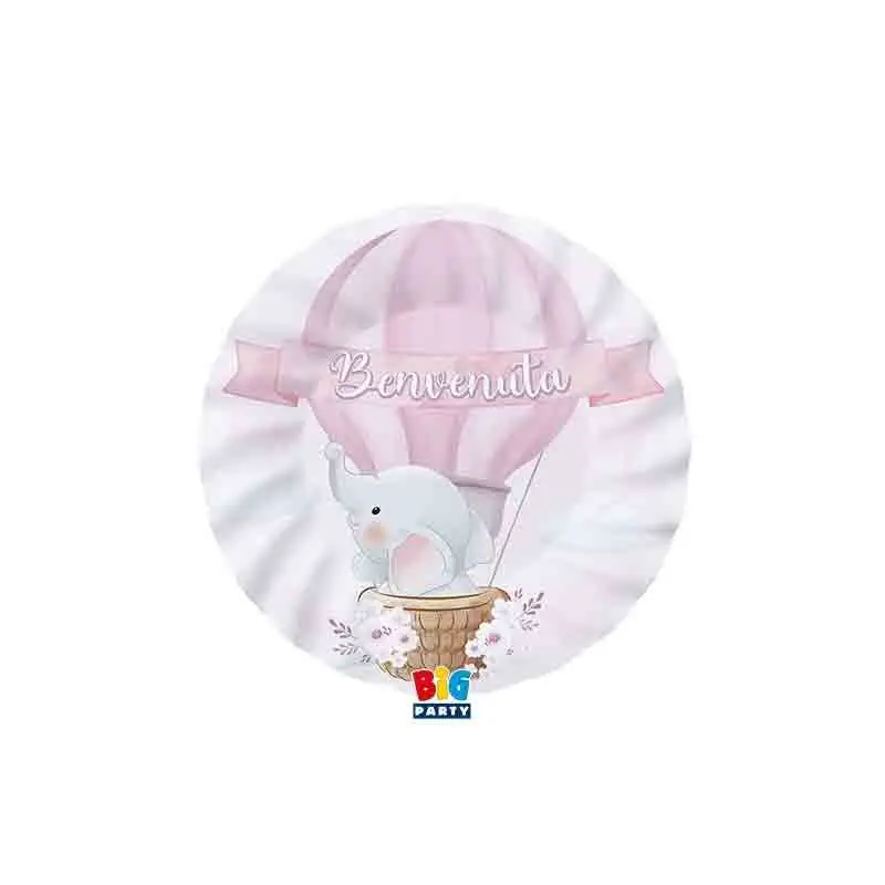 8 Piatti Dessert Ø 18 cm Benvenuta rosa elefantino 75677