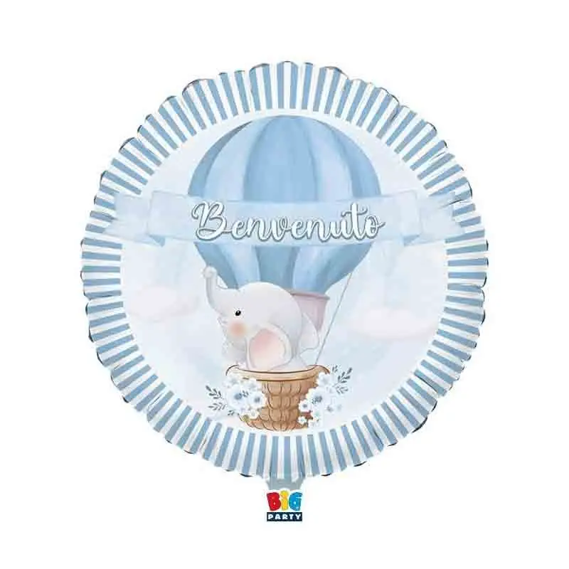 Centrotavola palloncini nascita benvenuto elefantino celeste