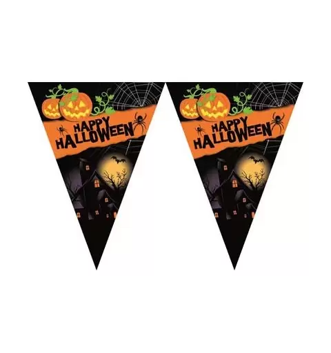 FESTONE BANDIERINE "HAPPY HALLOWEEN" ADDOBBO FESTA A TEMA HALLOWEEN ZUCCHE ZUCCA