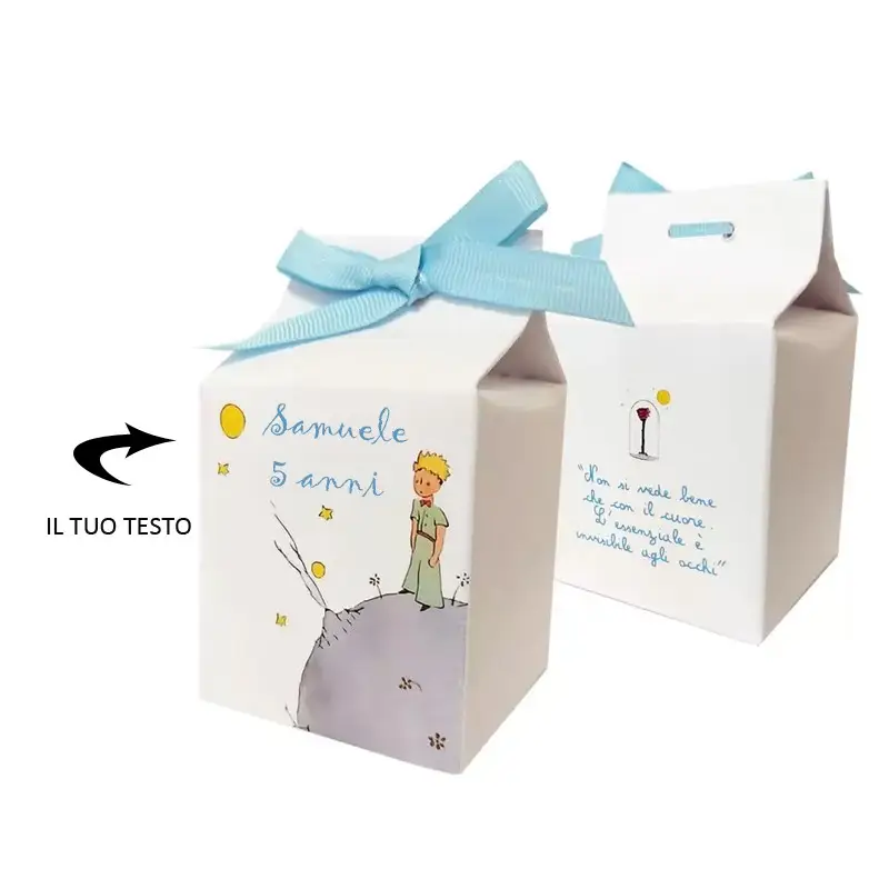 50 Scatoline Milk Piccolo Principe + bigliettini bomboniera personalizzati
