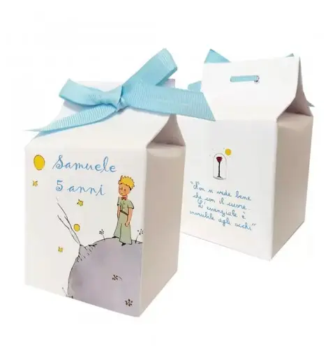 50 Scatoline Milk Piccolo Principe + bigliettini bomboniera personalizzati