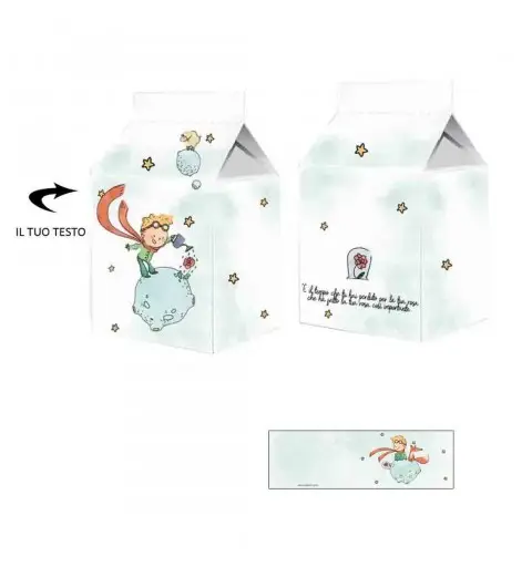 50 Scatoline Milk Piccolo Principe new + bigliettini bomboniera personalizzati