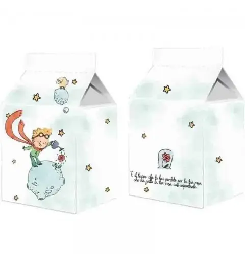 50 Scatoline Milk Piccolo Principe new + bigliettini bomboniera personalizzati