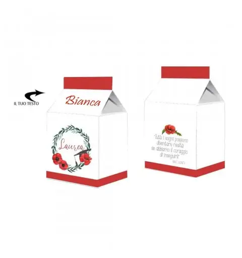50 Scatoline Milk laurea papaveri + bigliettini bomboniera personalizzati