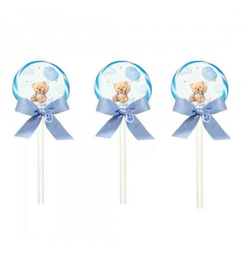 Lecca lecca battesimo teddy celeste – 12 PZ