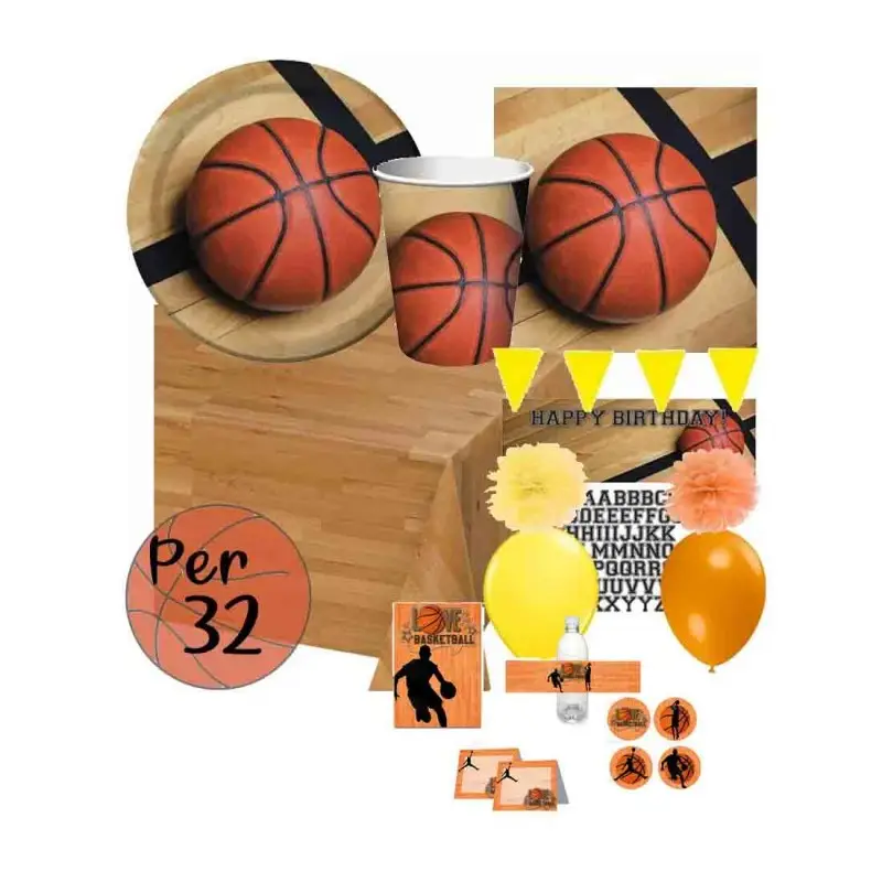 Kit 32 persone Basket con festa in carta