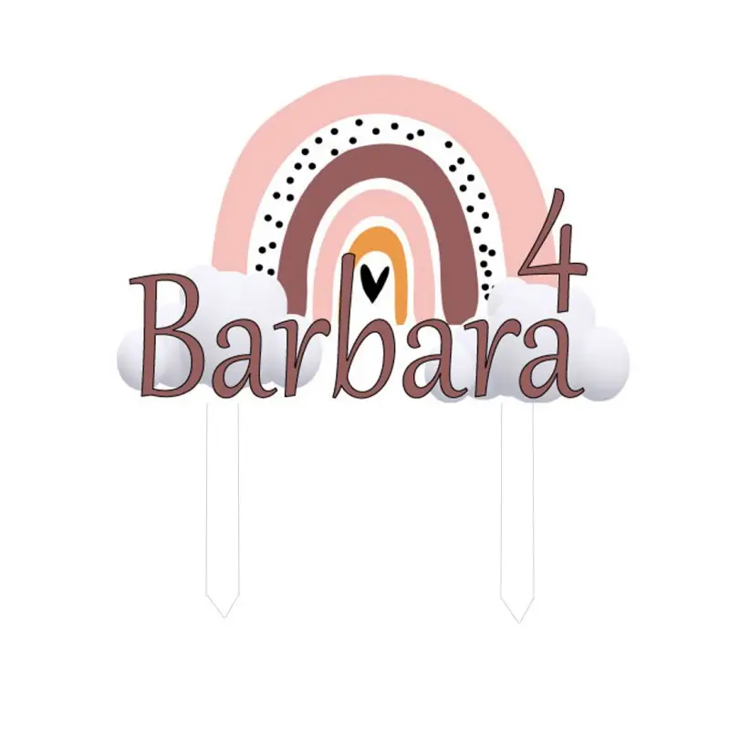 Cake Topper Arcobaleno Rosa Boho Personalizzabile in plexiglass