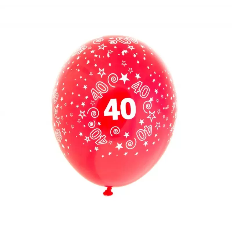 100 PALLONCINI MEDIUM IN LATTICE " 40 " ANNI COLORI ASSORTITI  FESTA COMPLEANNO