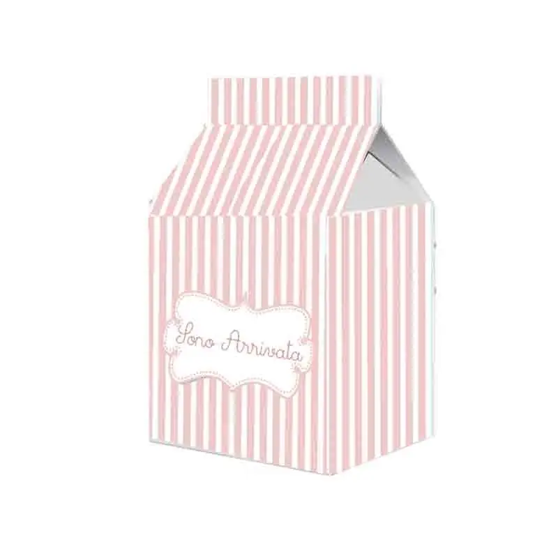 Scatolina in cartoncino sono arrivata strisce rosa 5,5 cm  x 6 m