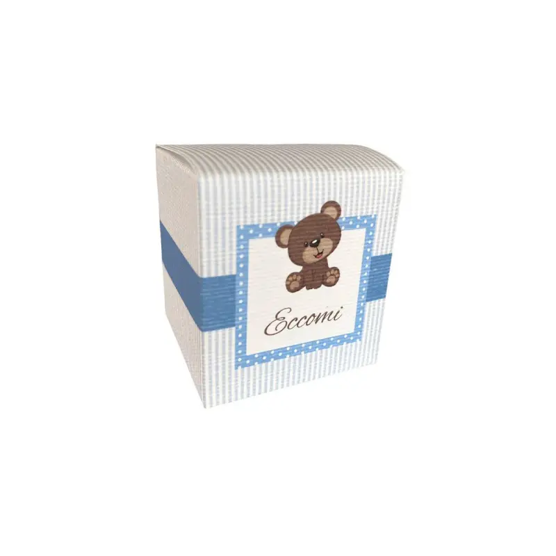 Scatolina portaconfetti Nascita Orsetto Celeste - 50 pz