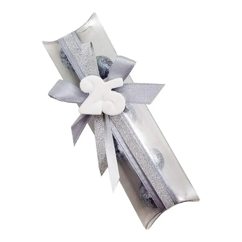 BOMBONIERE NOZZE D’ARGENTO CON SCATOLINE PVC – 20 PZ