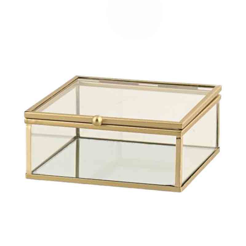scatola vetro metallo ro 12 x 12 x 5,5 cm  BA-28834M