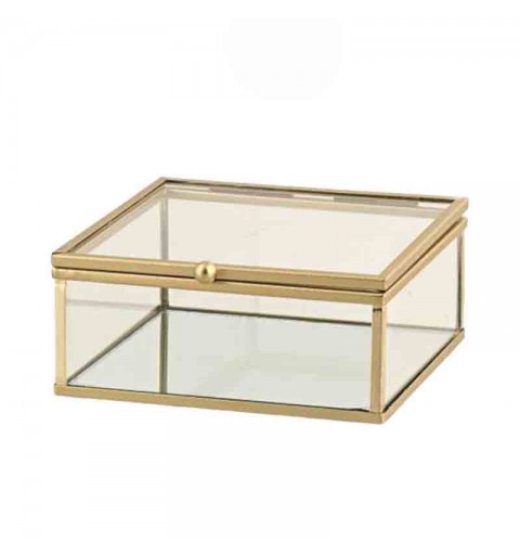 scatola vetro metallo ro 12 x 12 x 5,5 cm  BA-28834M