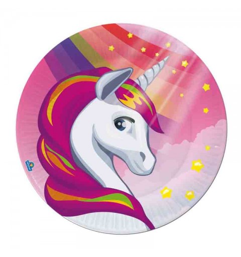 Kit compleanno per 8 persone a tema Unicorno con palloncini e fluffy