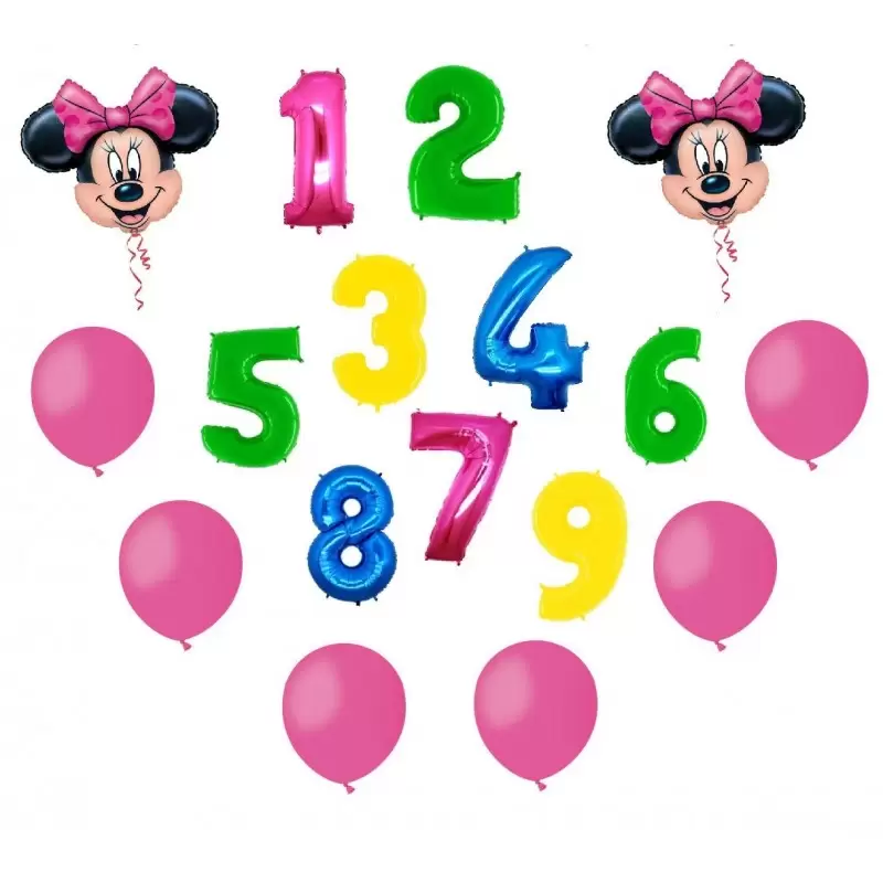 2 PALLONI FOIL TOPOLINO + NUMERO MYLAR COLORATO + 100 PALLONCINI ROSSI A50 