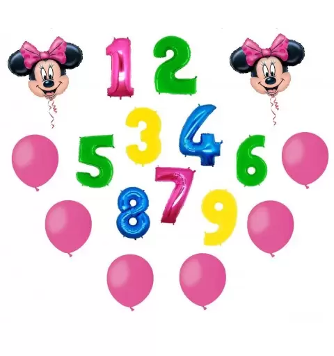 2 PALLONI FOIL TOPOLINO + NUMERO MYLAR COLORATO + 100 PALLONCINI ROSSI A50 