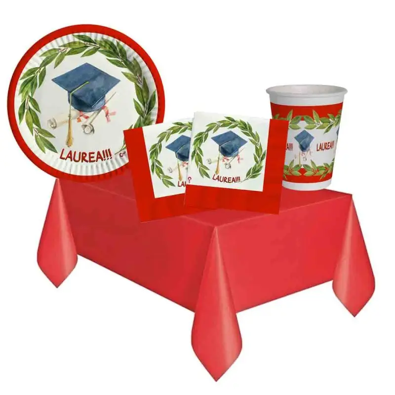 Kit 40 persone per festa di laurea in carta compostabile