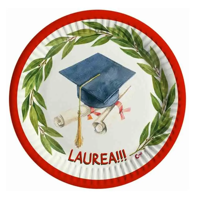 Kit 8 persone per festa di laurea in carta compostabile con fluffy e palloncini