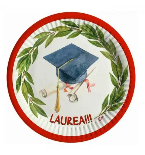 8 piatti compostabili 23 cm Laurea 34788
