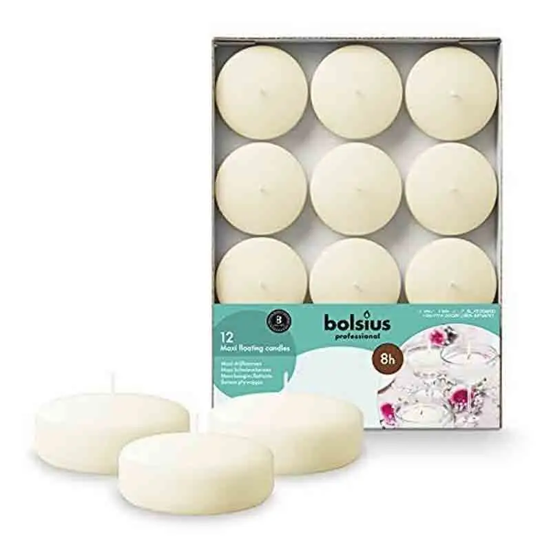 Candele galleggianti Maxi AVORIO 12 pezzi Ø 7,6 cm Tempo di combustione 8 ore 103432202505