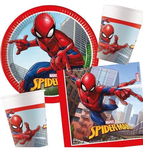 KIT N20 170 PZ COMPLEANNO BAMBINO SPIDERMAN + 50 PALLONCINI PUNCH BALL
