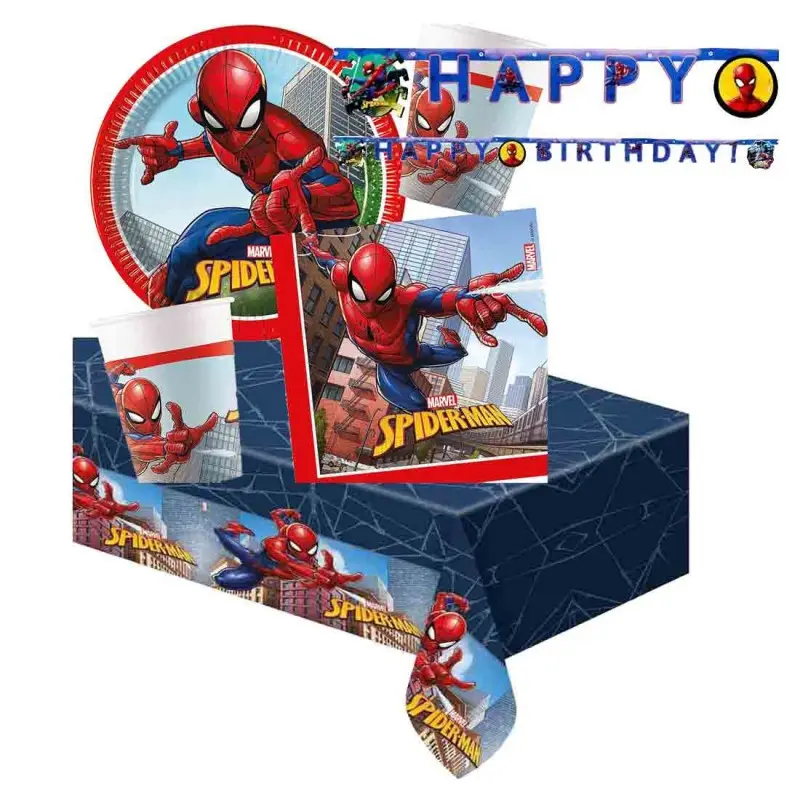 KIT N.13 COORDINATO COMPLEANNO SPIDERMAN CON GHIRLANDA