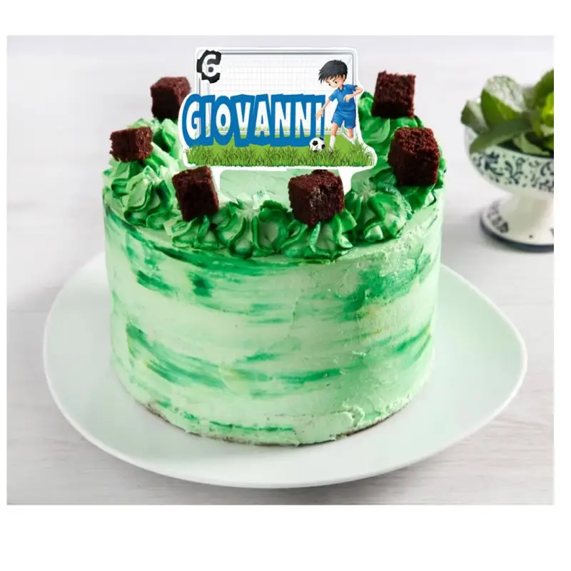 Cake Topper Festa Calcio Personalizzabile in plexiglass