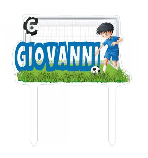 Cake Topper Festa Calcio Personalizzabile in plexiglass