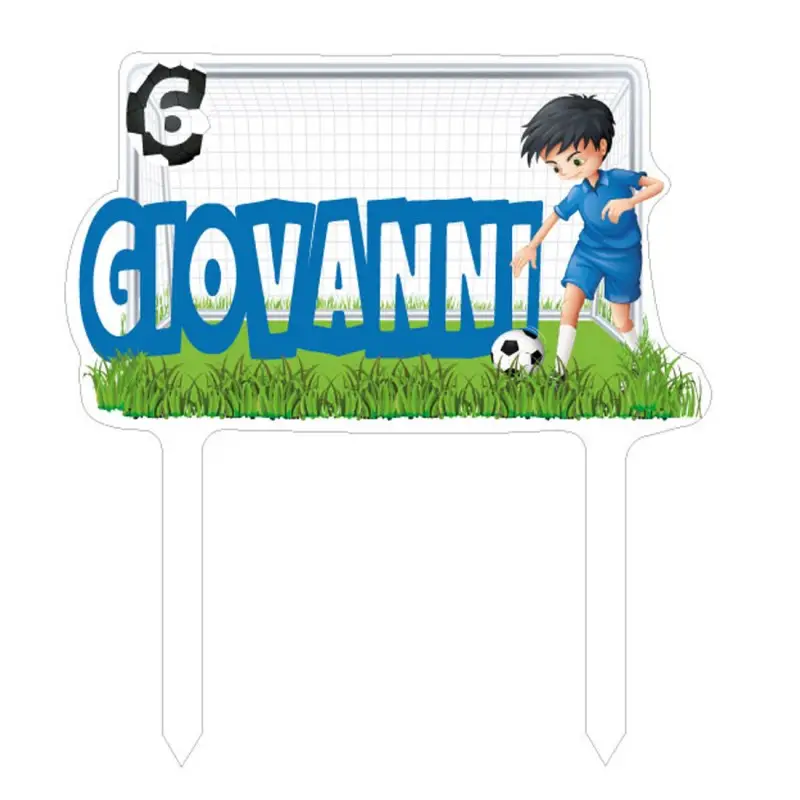 Cake Topper Festa Calcio Personalizzabile in plexiglass