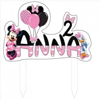 Cake Topper Minnie Personalizzabile in plexiglass