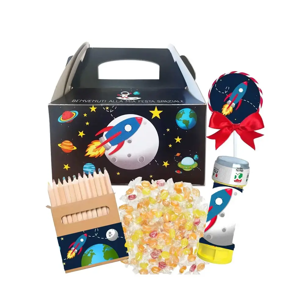 Box scatola Spazio Space Party con gadget - 6 pz