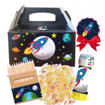 Box scatola Spazio Space Party con gadget - 6 pz
