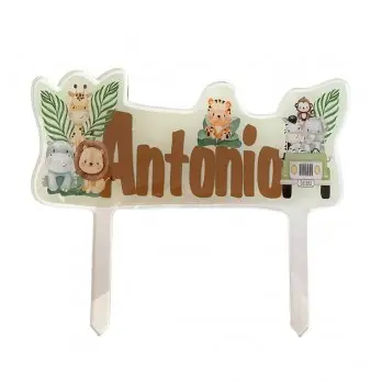 Cake Topper Safari Animali della giungla Personalizzabile in plexiglass