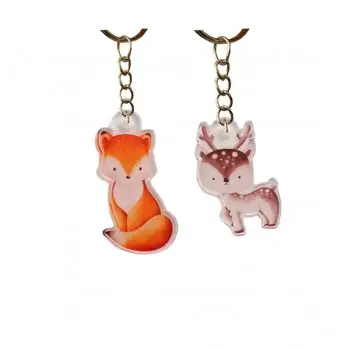 Portachiavi in Plexiglass Animaletti del Bosco  - 1 pz ( mod. assortiti e casuali)