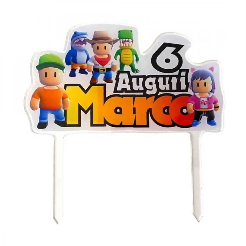 Cake Topper stumble guys Personalizzabile in plexiglass