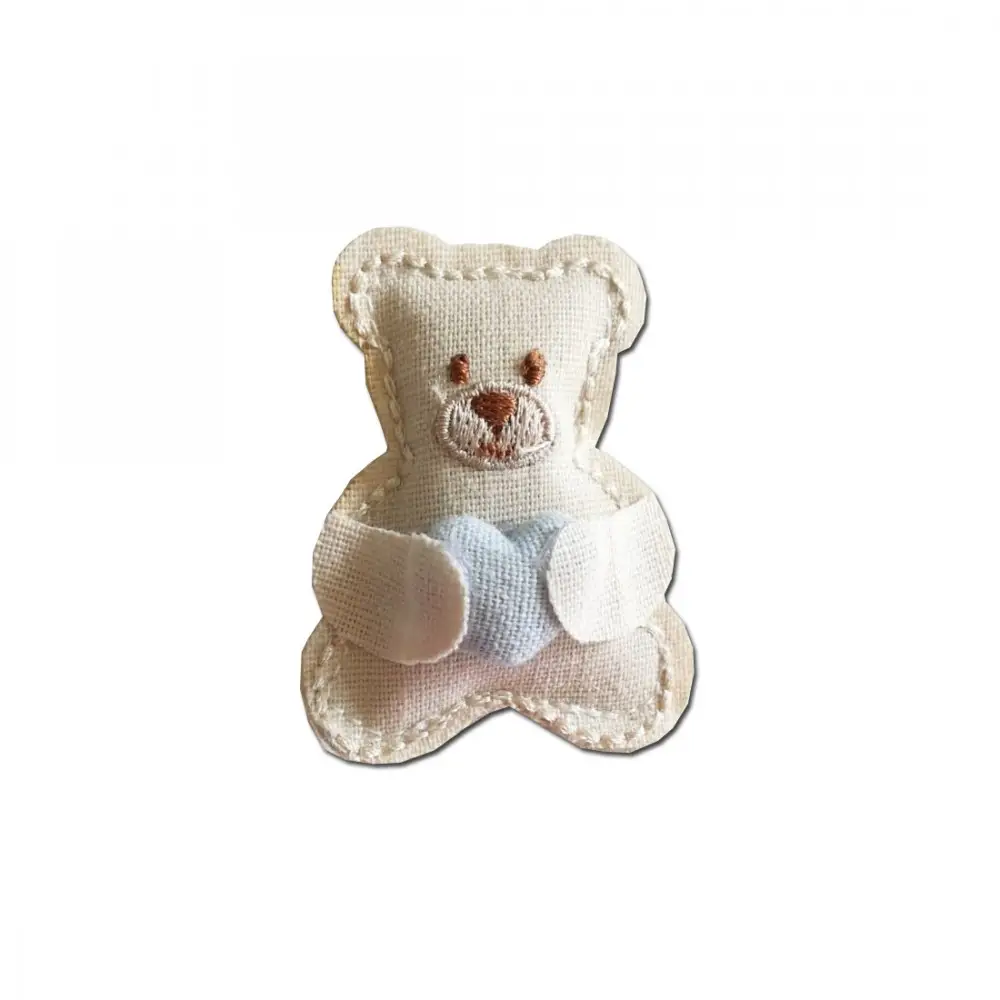 12 pz. Orsetto cuore azzurro con adesivo 5,5 cm 29298