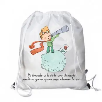 Sacca Zaino in Nylon Piccolo Principe New Personalizzabile - 5pz